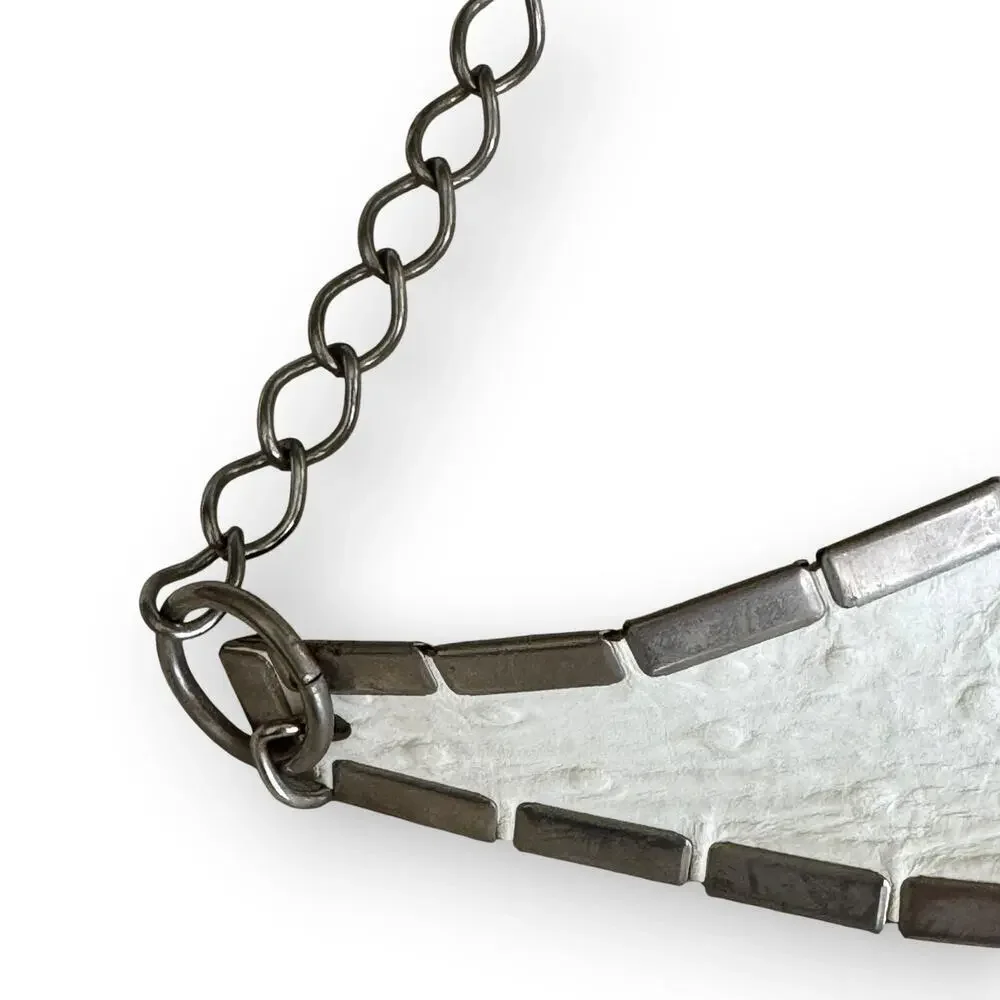 Anna Konya White Artisan Cinch Belt Star Patchwork Leather Chain Closure Vintage